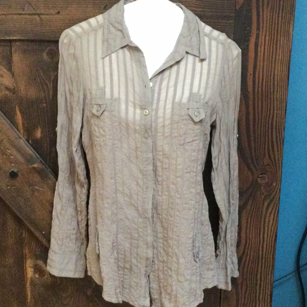 Massimo Long sleeve sheer button down top